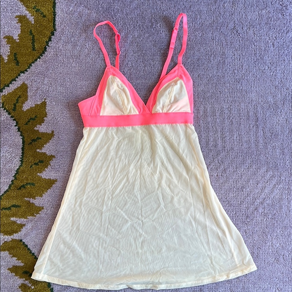 Splendid Pink and Cream Chemise with V-Neckline